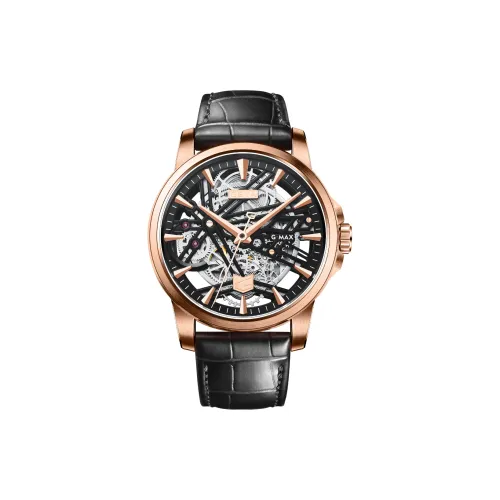 GEYA Max Коллекция Автоматический Механический Механизм Часы с Естественной Кожей Ремешок Мужские Часы с Черепным Циферблатом