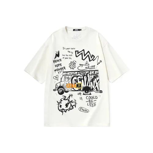 GENANX Прямой крой длина рукава (размер в длину) рубашка Sleeved T унисекс абрикос