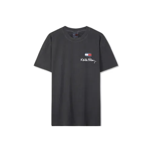 Tommy Hilfiger Tommy Jeans X Keith Haring Co Branded Series Черный Серый Цвет BDS Унисекс T Рубашки