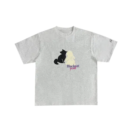 Black Cat Pixel Вересковый серый Унисекс Футболка