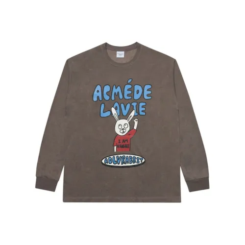 Acme De La Vie ADLV Прямой крой Длинный рукав Т-рубашка Унисекс Коричневый