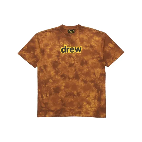 Drew House Letter Logo Series Рукав с спущенным плечом T-рубашка Унисекс Коричневый с принтом