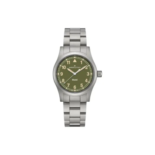 HAMILTON Khaki Field Series Кварцевый механизм Унисекс Часы 38 мм Зеленый циферблат Корпус из нержавеющей стали Ремешок из нержавеющей стали