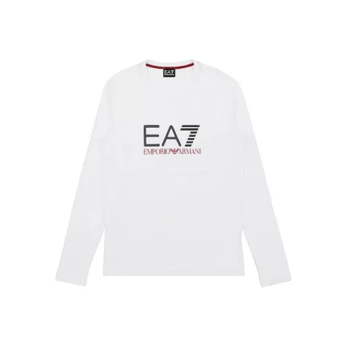 EMPORIO ARMANI EA7 Длинный рукав Т-рубашка Мужская Белая