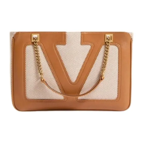Valentino Овчина Ткань Сумка через плечо Маленькая Женская Естественный Коричневый