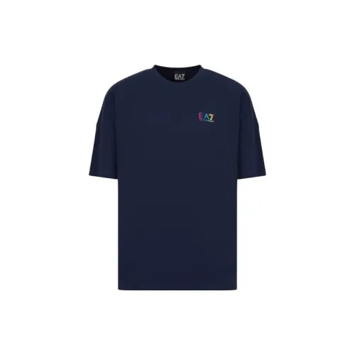 EMPORIO ARMANI EA7 SS23 T Рубашка Мужская Морской Синий