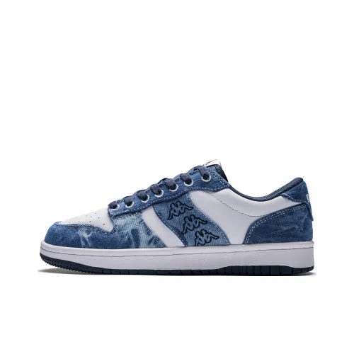 KAPPA Спина к Спине Противоскользящие Устойчивые к Износу Низкий Топ Скейтборд Кроссовки Унисекс Белый Синий