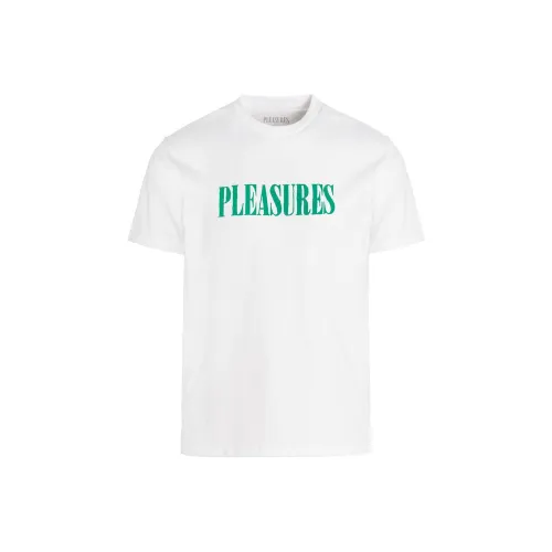 PLEASURES SS22 Круглый вырез Облегающий Прямой крой Короткий рукав Т-рубашка Мужская Белая