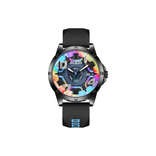 Dickies Wormhole Series Кварцевые наручные часы силиконовый ремешок черный циферблат унисекс