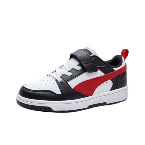 PUMA Rebound V6 Lo Детские Скейтбординги Низкий Топ Черный Белый Красный Для школьников