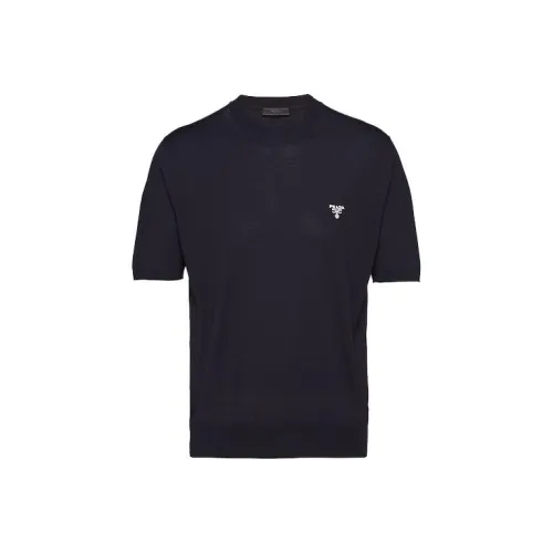 PRADA Темно-синие мужские футболки T