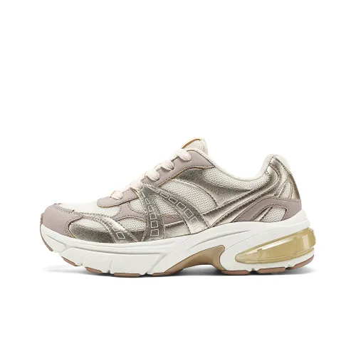 Skechers Shadow Abrasion Resistant Низкий Топ Кроссовки с Толстой Подошвой Женские Золотые