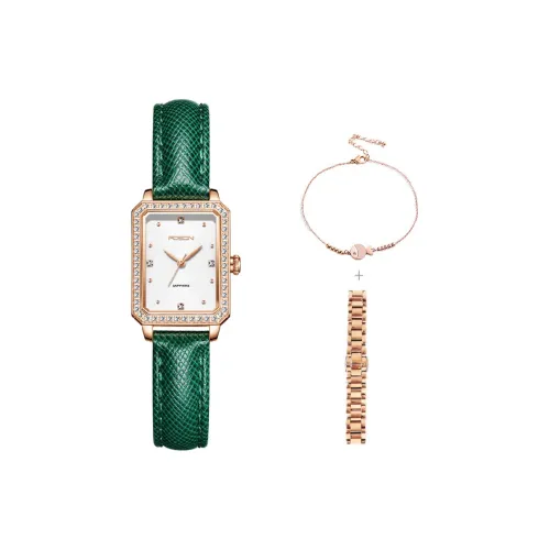 ROSDN Кварцевый механизм часы с ремешком из коровьей кожи женские белый циферблат