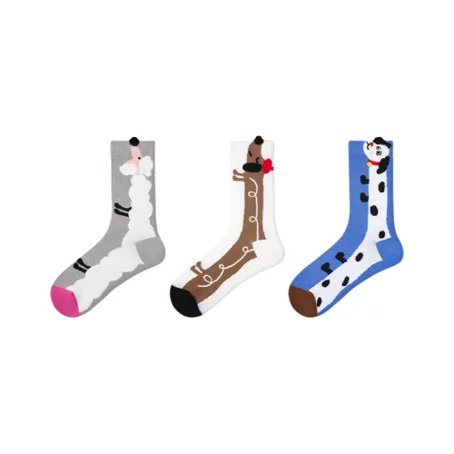 Vine Color Носки Crew Унисекс 3 упаковки Длинный Полоса Щенок