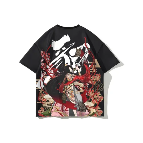 SANSYAS x HONGLIANZHIMENG Прямой крой T-рубашка Унисекс