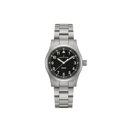 HAMILTON Khaki Field Series Кварцевый механизм Унисекс Часы 38 мм Черный циферблат Корпус из нержавеющей стали Ремешок из нержавеющей стали