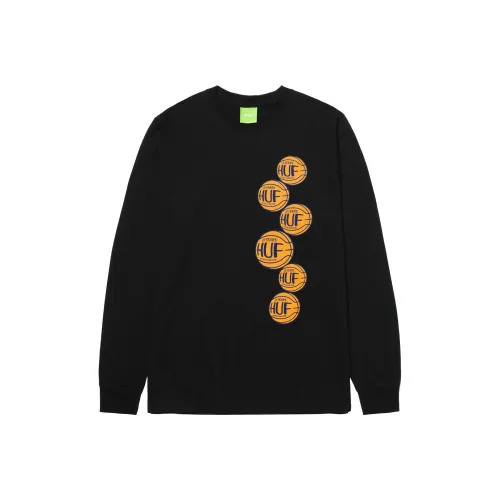 HUF Круглый вырез Облегающий Длинный рукав Т-рубашка Мужская Черная
