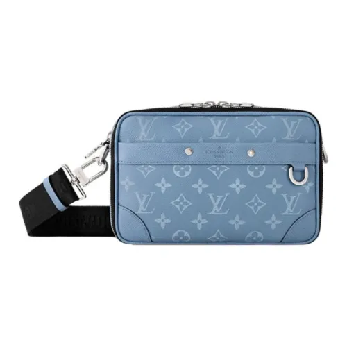 LOUIS VUITTON ALPHA Покрытый холст Курьерская сумка Сумка через плечо Мужская Небесно-голубая