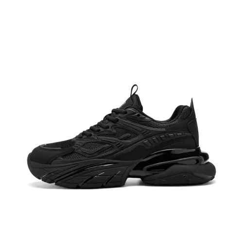 JEEP SPIRIT Дышащие Кроссовки с Низким Верхом и Толстой Подошвой для Увеличения Высоты Мужские Черные