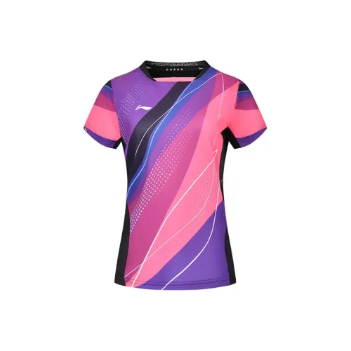 LINING Table Tennis Series T Рубашка Унисекс Флуоресцентный Лотос Розовый