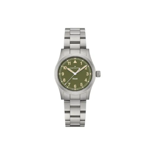 HAMILTON Khaki Field Series Кварцевый механизм Унисекс Часы 33 мм Зеленый циферблат Корпус из нержавеющей стали Ремешок из нержавеющей стали