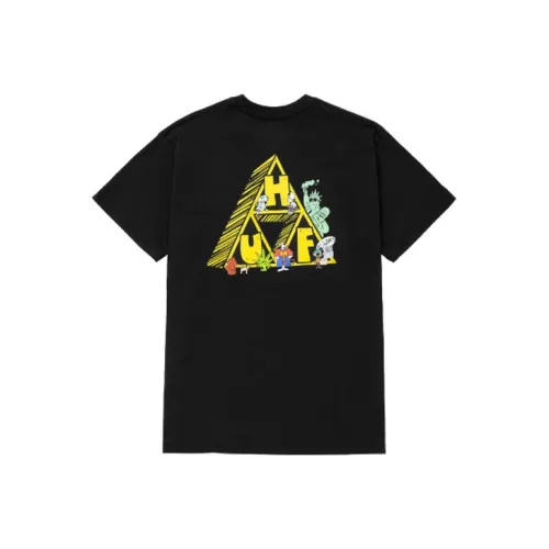 HUF Круглый вырез Свободный крой Прямой крой Короткий рукав Т-рубашка Мужская Черная