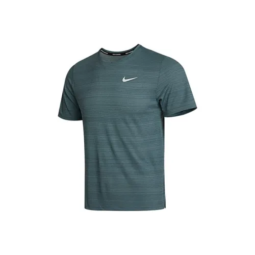 Nike Бег Т-Рубашка Мужская Серая Зеленая