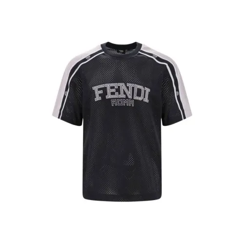 FENDI T Рубашка Мужская Черная Серебряная