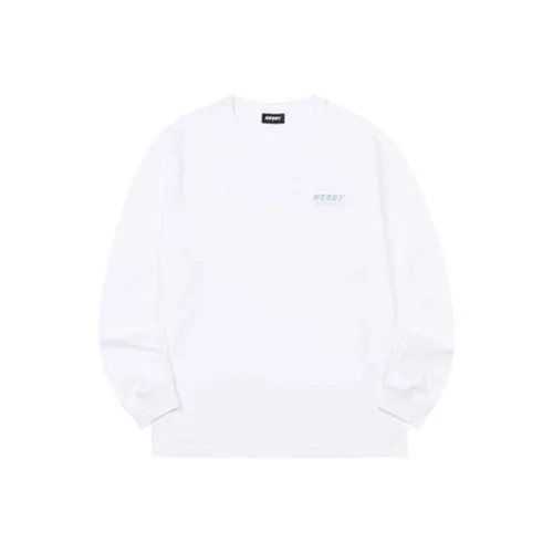 NERDY Прямой крой Длинный рукав Т-рубашка Унисекс Белый