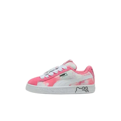 Hello Kitty X PUMA Suede XL Low Топ Детские Скейтбординги Розово-белый Детский