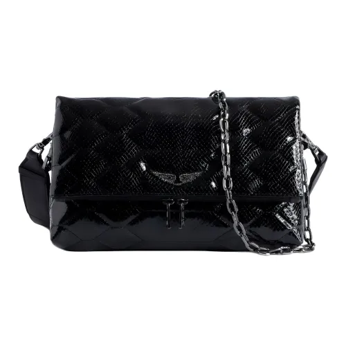 Zadig Voltaire Rocky Телячья кожа Портативный Одно плечо Через плечо Клатч Экстра-большой Женские Черный