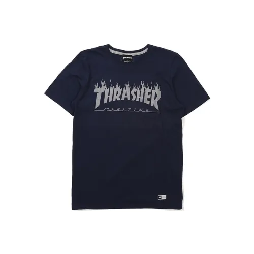 Thrasher T-Shirt Японская версия Унисекс Темно-синий