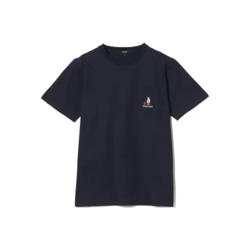 BEAMS совместная брендированная мужская футболка морского синего цвета