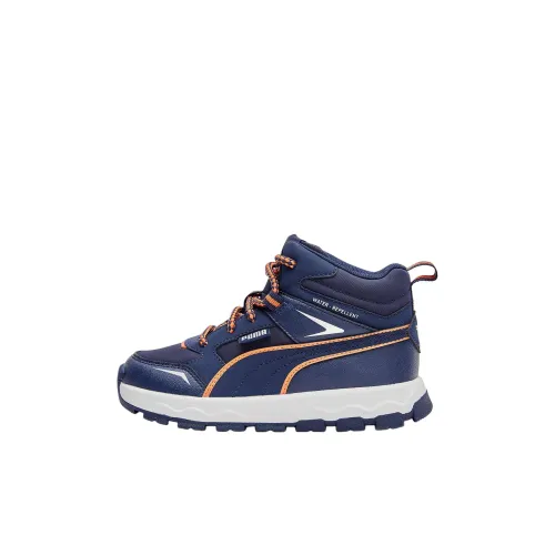 PUMA EVOLVE Trail Ps Устойчивый к истиранию Теплоизоляционный MID Топ Детские беговые кроссовки Синий для детей 3-7 лет