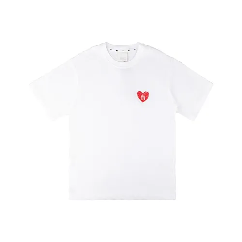 Mlb Base Logo Heart Overfit Прямой крой T-рубашка Унисекс Белый