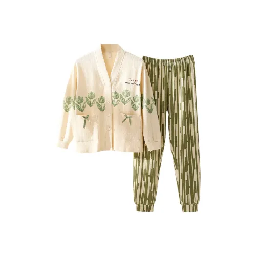 ZAO FU NIAO Пижамный комплект женский цвет матча зеленый