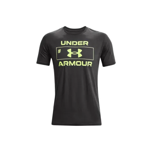 Under Armour Прямой крой Короткий рукав Т-рубашка Мужская Серый