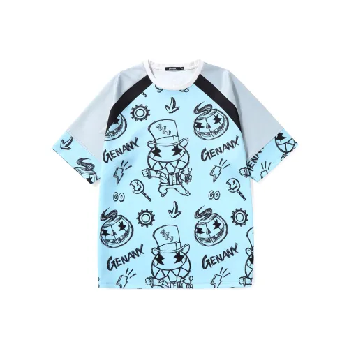 GENANX Прямой крой рукав длиной до локтя рубашка унисекс синий