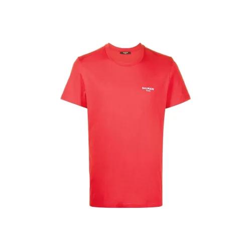BALMAIN Red Men's T-Shirts BALMAIN Красные Мужские Футболки