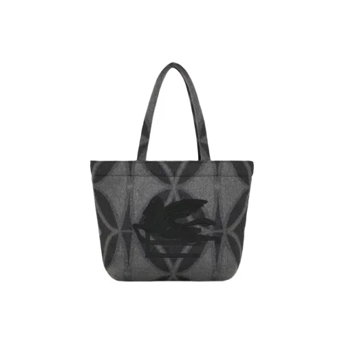 ETRO Необработанная шерсть Телячья кожа Тоут Сумка Сумка для покупок Сумка через плечо Средняя Мужская Серый