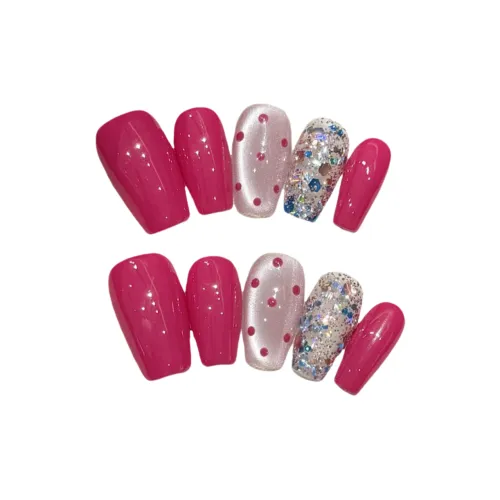 Gentle Welcome Waxberry Молоко Желе False Nail Короткий LADDER Розово-красный Jump Цвет