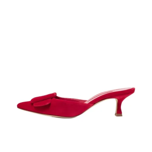 MANOLO BLAHNIK Домашние тапочки 5 см Женские Красные