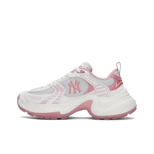 MLB New York Yankees Противоскользящие Устойчивые к истиранию Дышащие Низкие Топ Кроссовки с Толстой Подошвой Женские Розовые