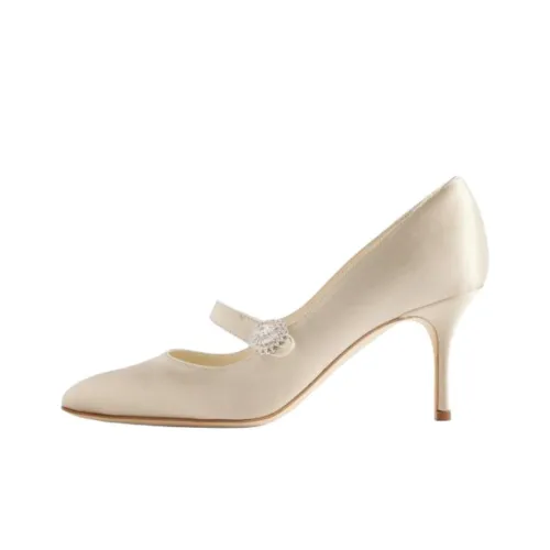 MANOLO BLAHNIK Marijana Низкий каблук Mary Jane 7 см Женские Кремовые