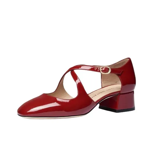 Stuart Weitzman SW Clem Грубый каблук Высокие каблуки 3,5 см Женские Красный