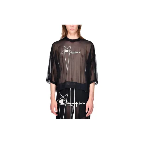 RICK OWENS совместный бренд Champion Co Branded Edition Черные мужские футболки T