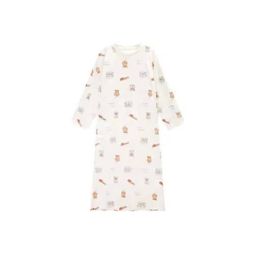 GUKOO x miiiiichan Ночная сорочка Женская Светлый песочный Белый