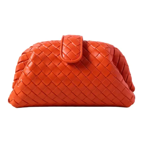 Bottega Veneta Lauren 1980 Телячья кожа Плечевая сумка Клатч Маленький Женский Оранжевый