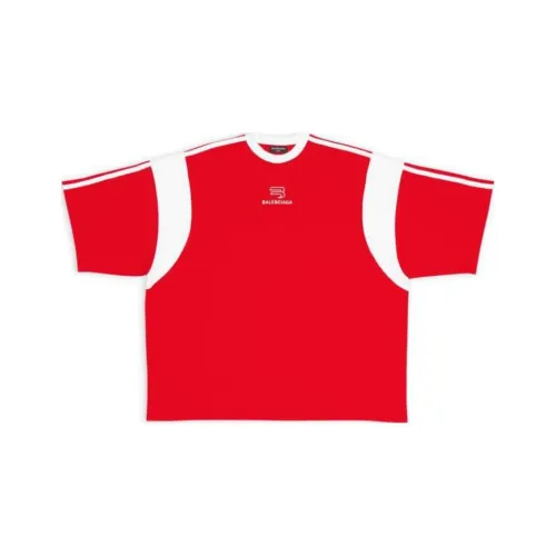 Balenciaga Логотип с принтом круглый вырез повседневная короткая рукавная футболка красный мужская свободный крой