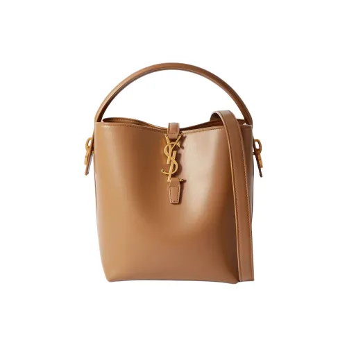 SAINT LAURENT Lambskin Bucket Bag Single Shoulder Bag Mini Women's Brown